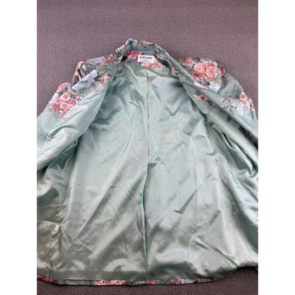 Alfred Dunner Women's 14 Floral Green Blazer Made In USA Pink Blue Roses - Picture 3 of 9